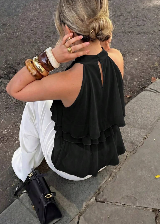 Georgina - Blusa de gasa con cuello alto