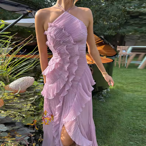 María - Vestido largo con cuello halter
