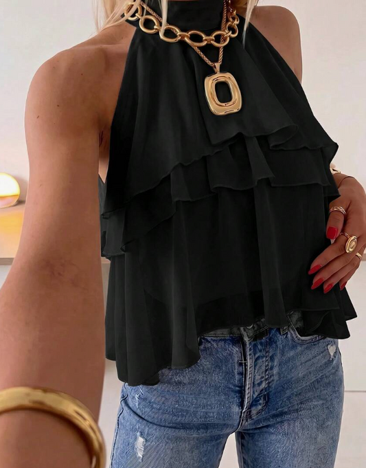 Georgina - Blusa de gasa con cuello alto