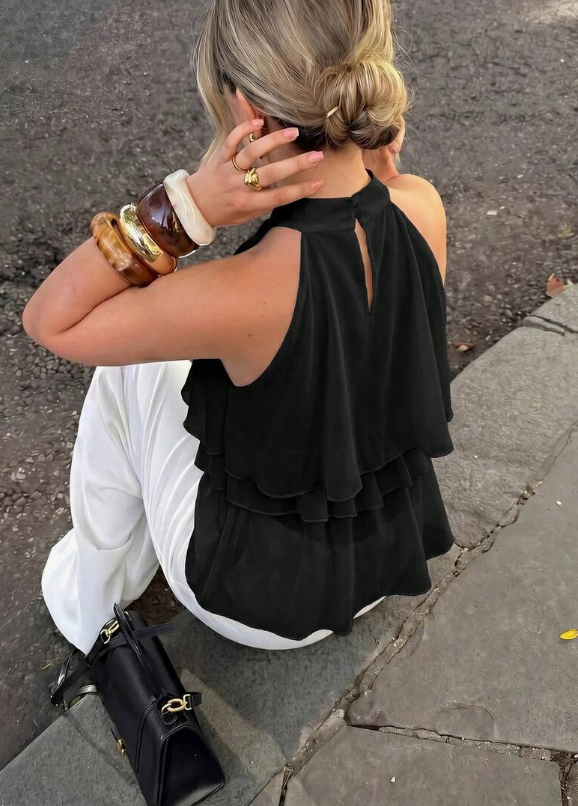 Georgina - Blusa de gasa con cuello alto