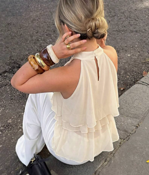 Georgina - Blusa de gasa con cuello alto