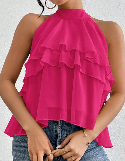 Georgina - Blusa de gasa con cuello alto