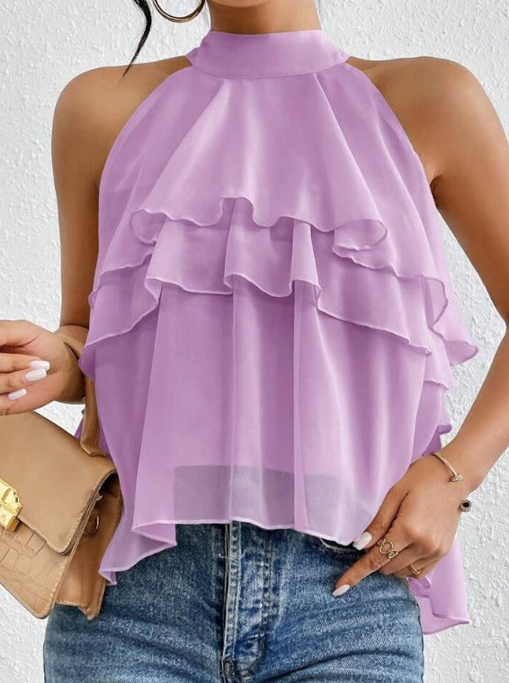 Georgina - Blusa de gasa con cuello alto