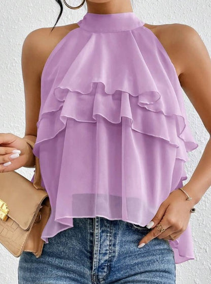 Georgina - Blusa de gasa con cuello alto