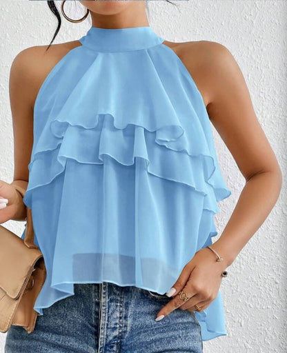 Georgina - Blusa de gasa con cuello alto