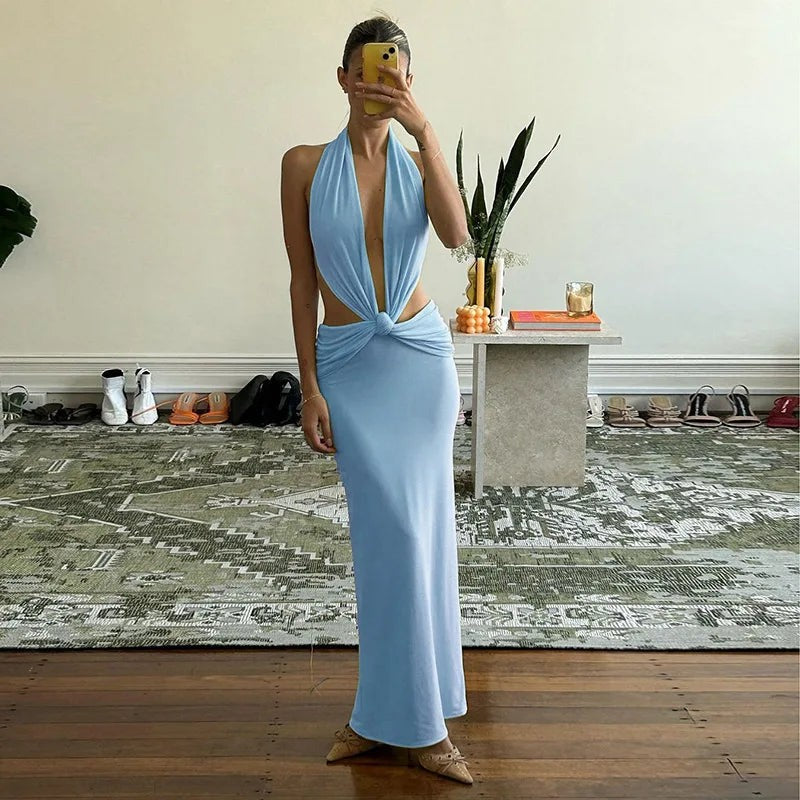 Aveline Backless V-Neck Gown