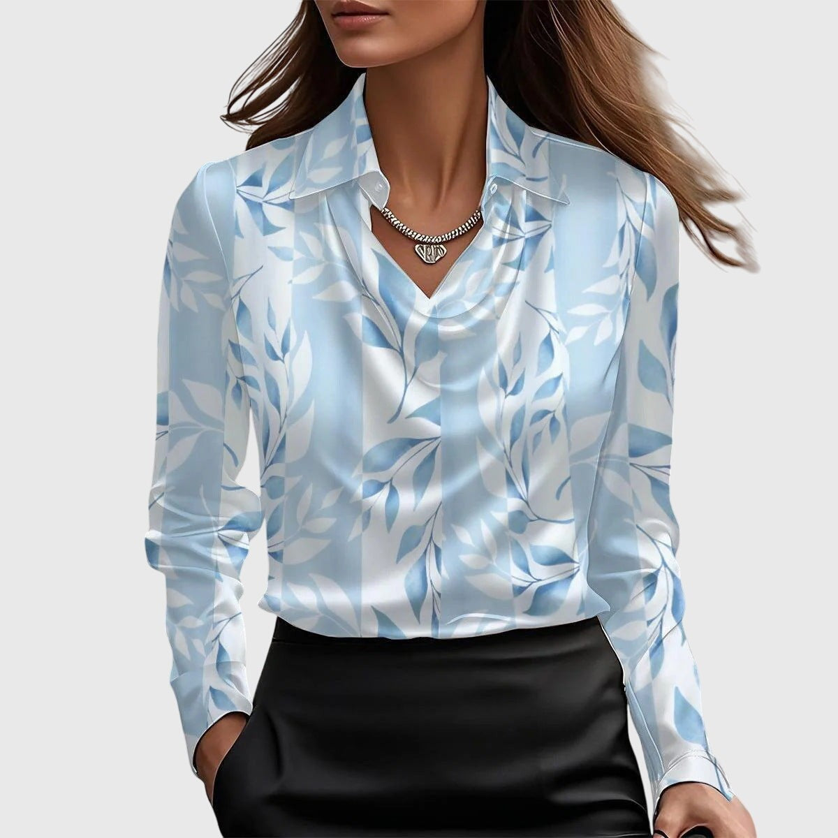 Elodie Lustre Pleated Blouse