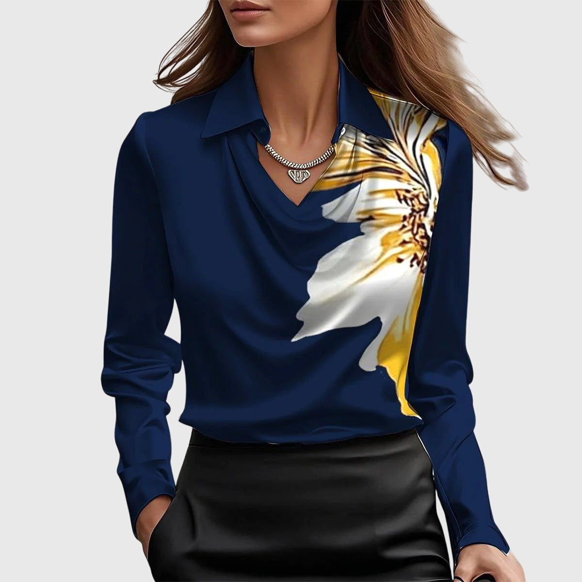 Elodie Lustre Pleated Blouse