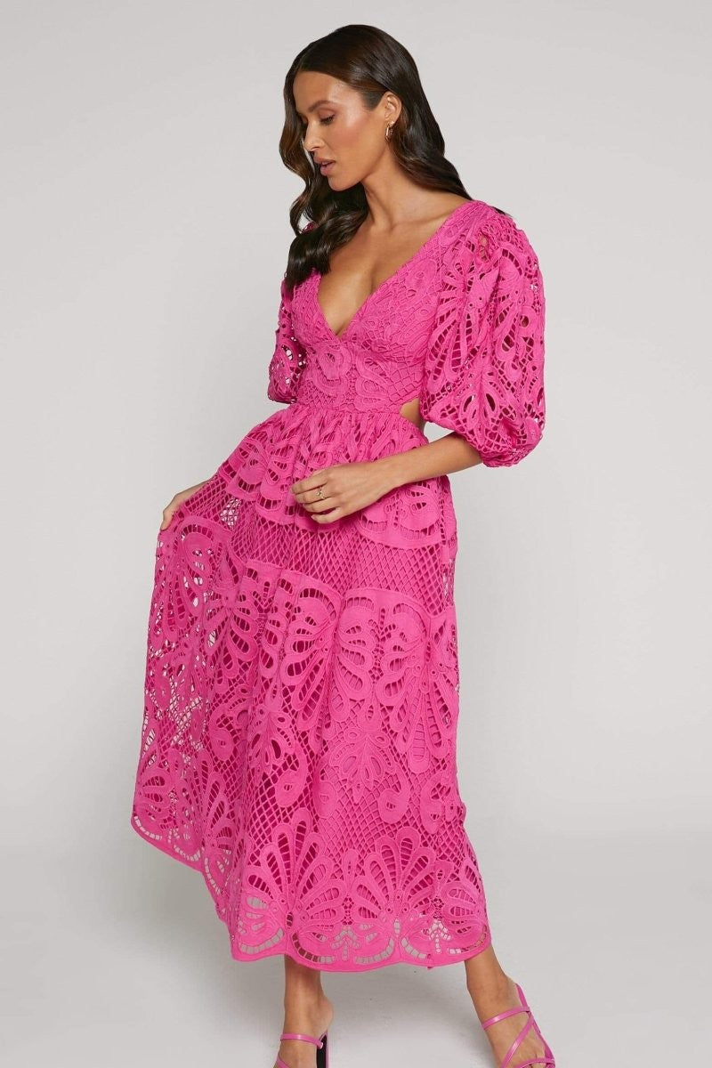 Eloise Lace-Embellished Midi Dress