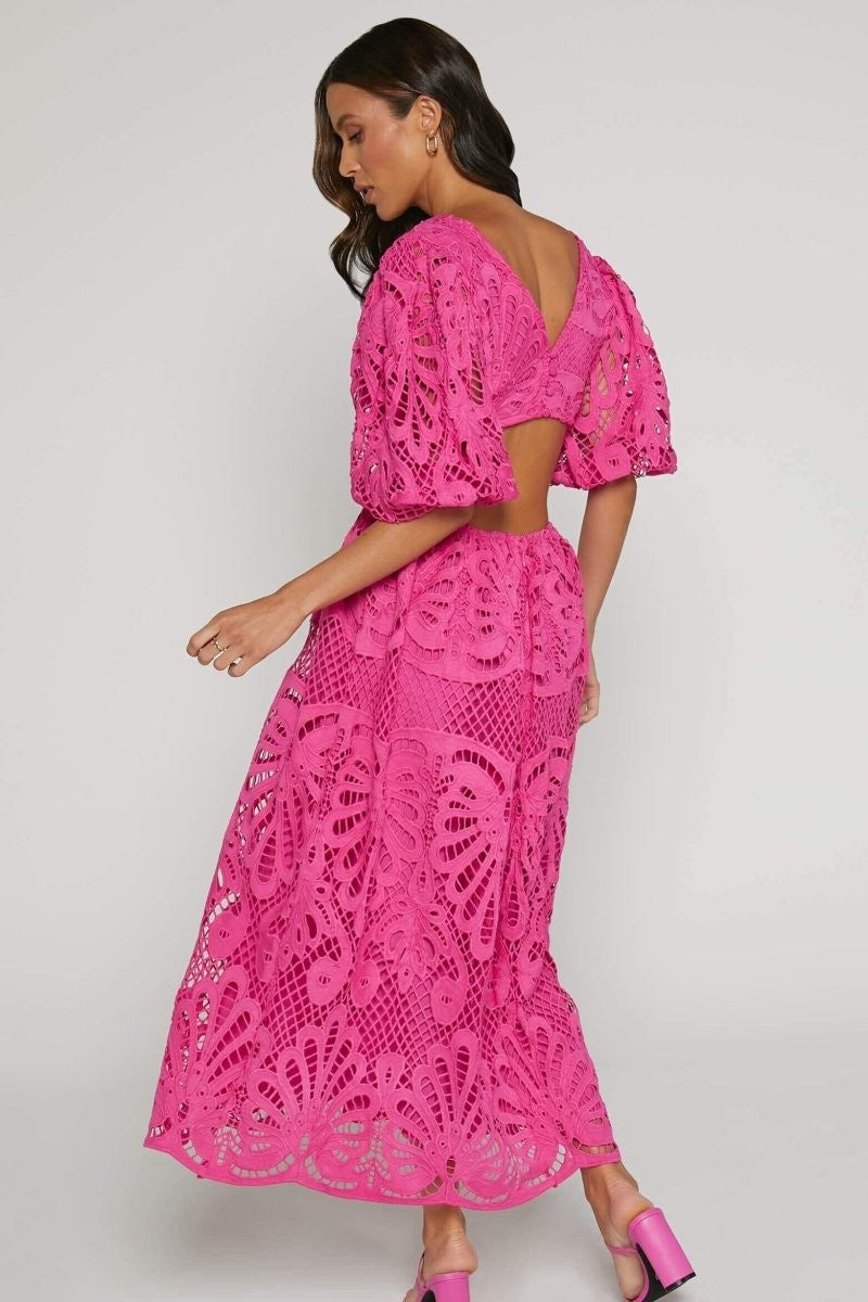 Eloise Lace-Embellished Midi Dress