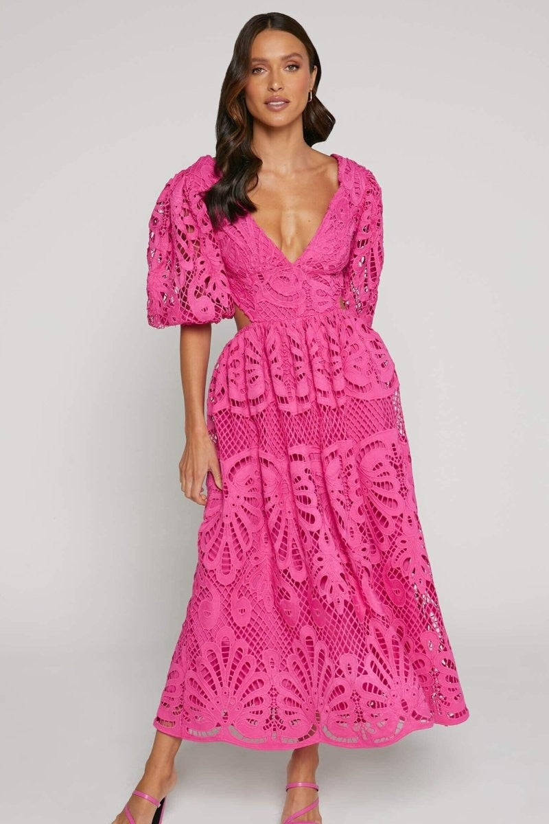 Eloise Lace-Embellished Midi Dress