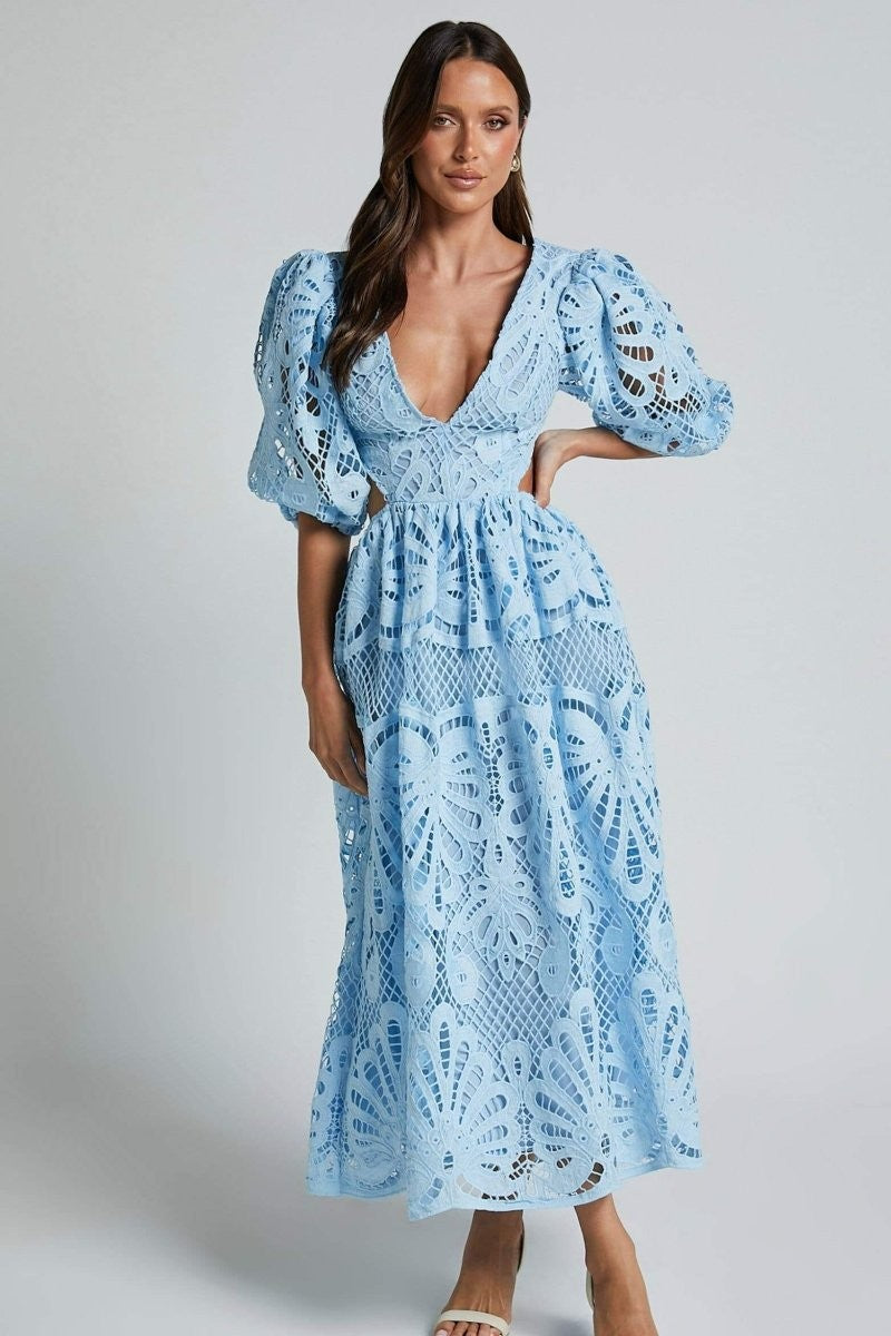 Eloise Lace-Embellished Midi Dress