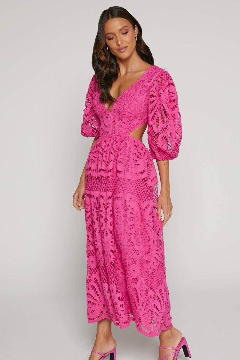 Eloise Lace-Embellished Midi Dress