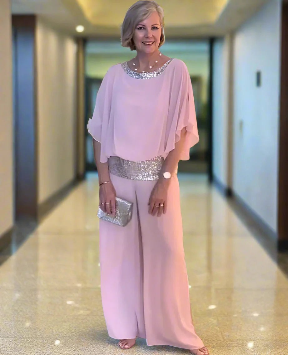 Isabella Sequin-Chiffon Evening Ensemble