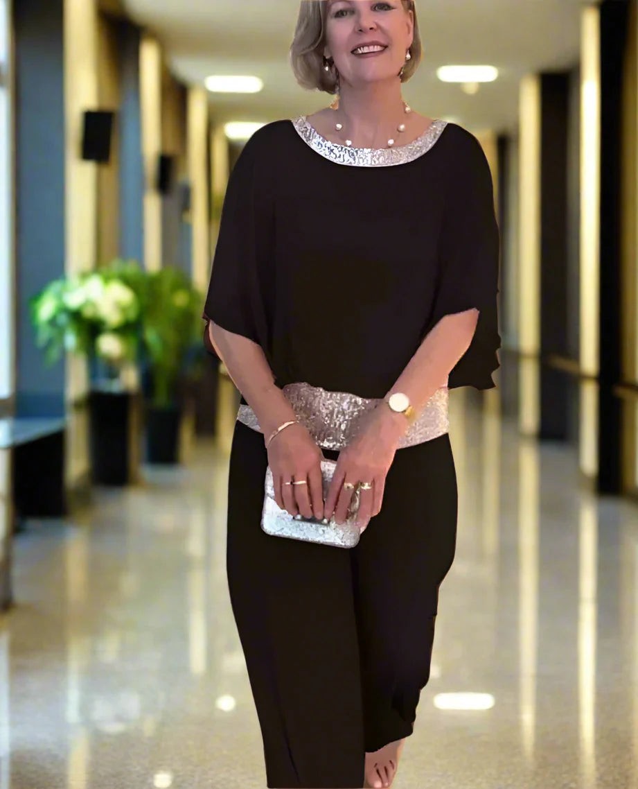 Isabella Sequin-Chiffon Evening Ensemble