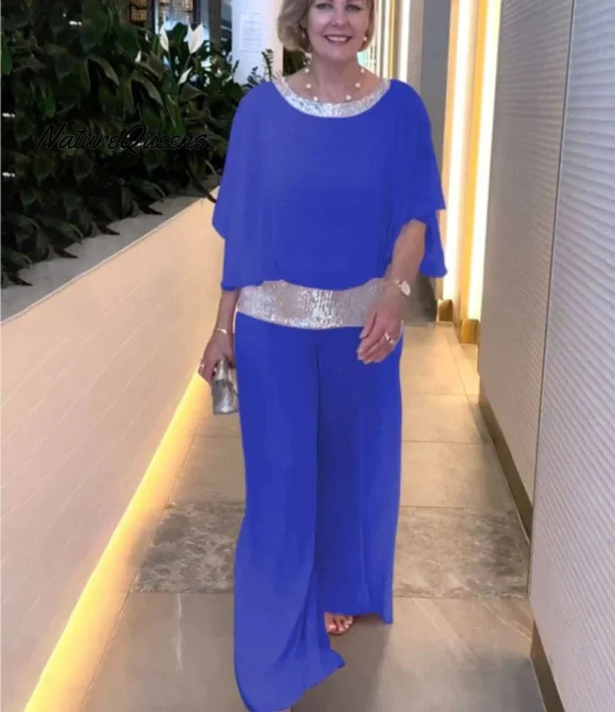 Isabella Sequin-Chiffon Evening Ensemble