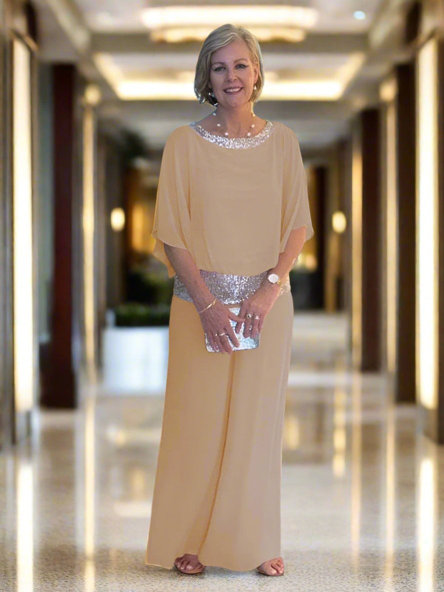 Isabella Sequin-Chiffon Evening Ensemble