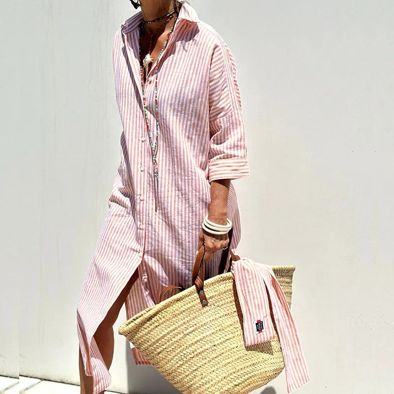 Serena Striped Shirt Dress