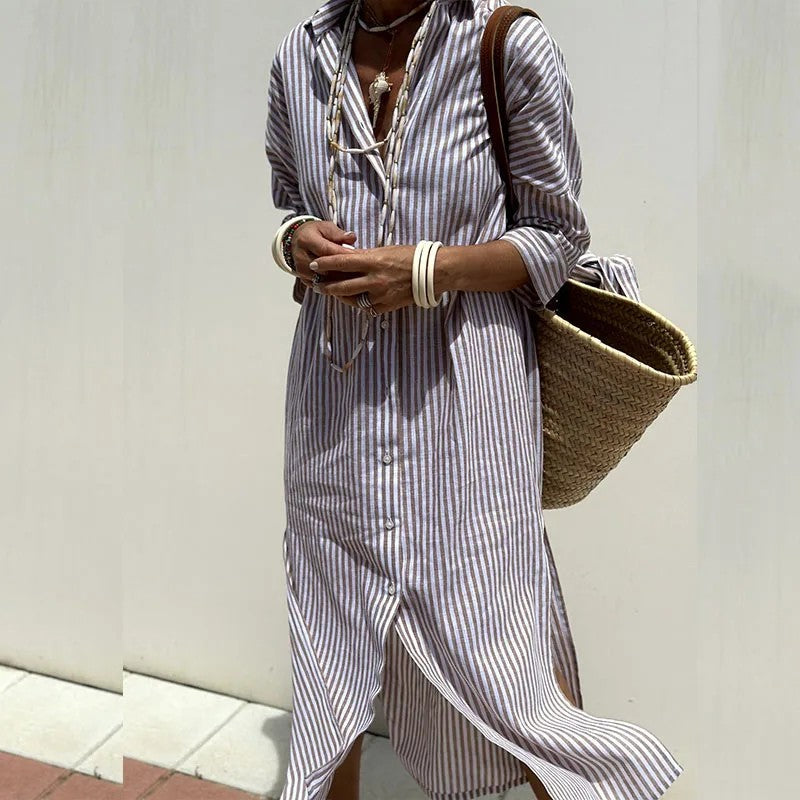 Serena Striped Shirt Dress