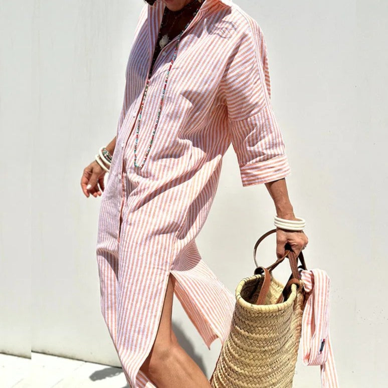 Serena Striped Shirt Dress