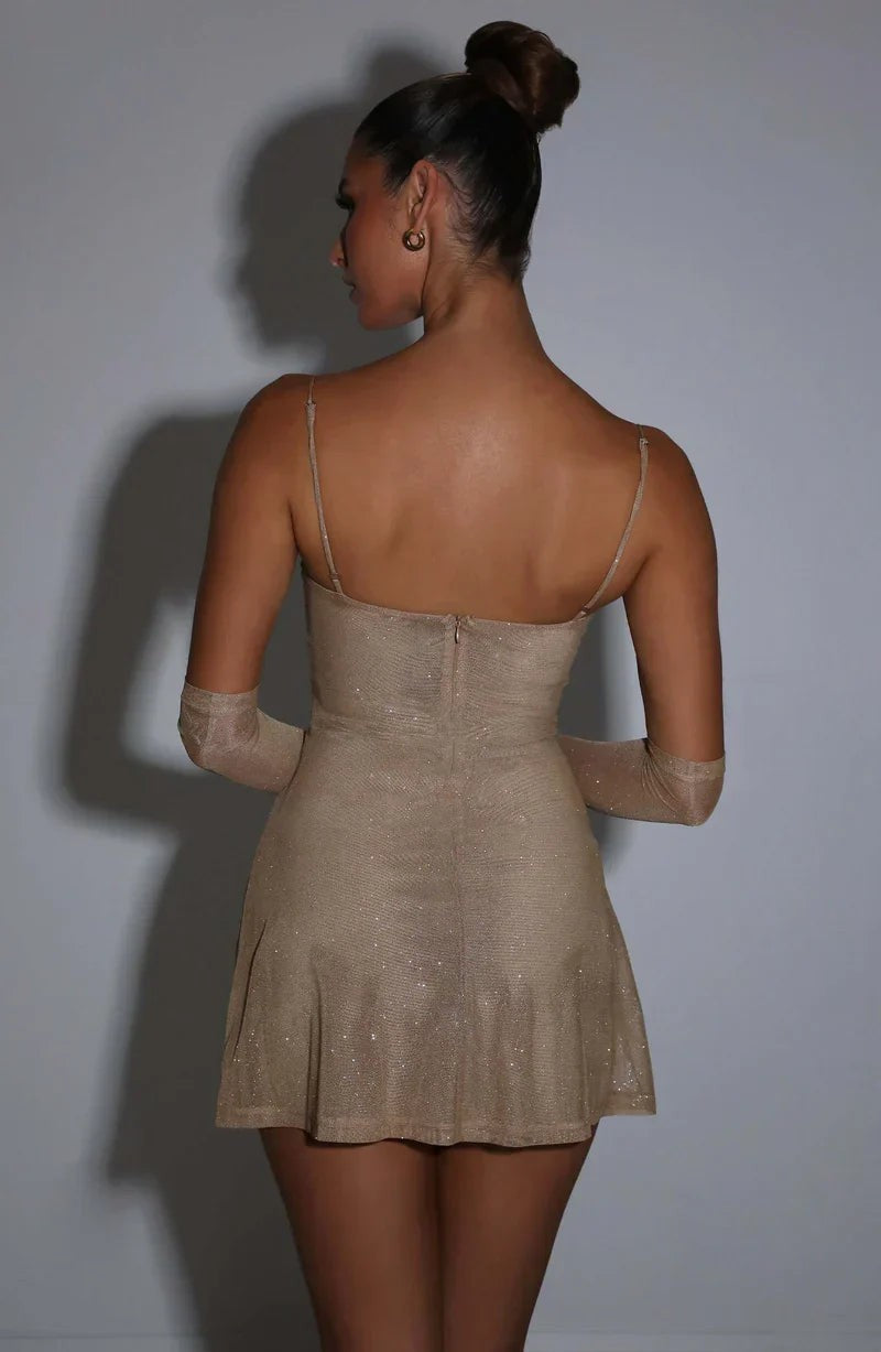 Zaria Sparkle Mini Dress with Gloves