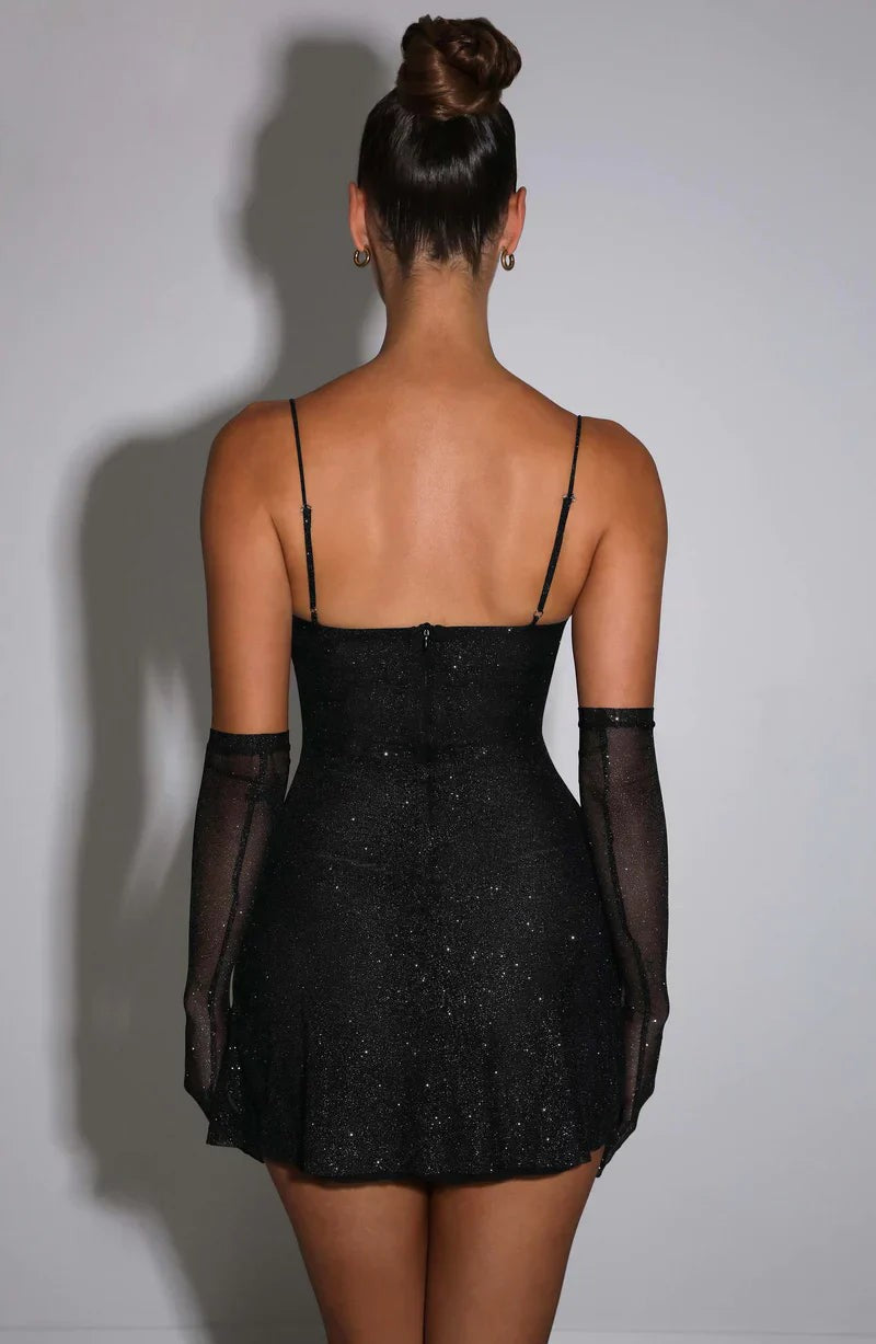 Zaria Sparkle Mini Dress with Gloves